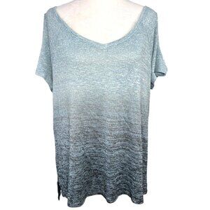 Juicy Couture Ombre Metallic Knit Top Blue Gray XL